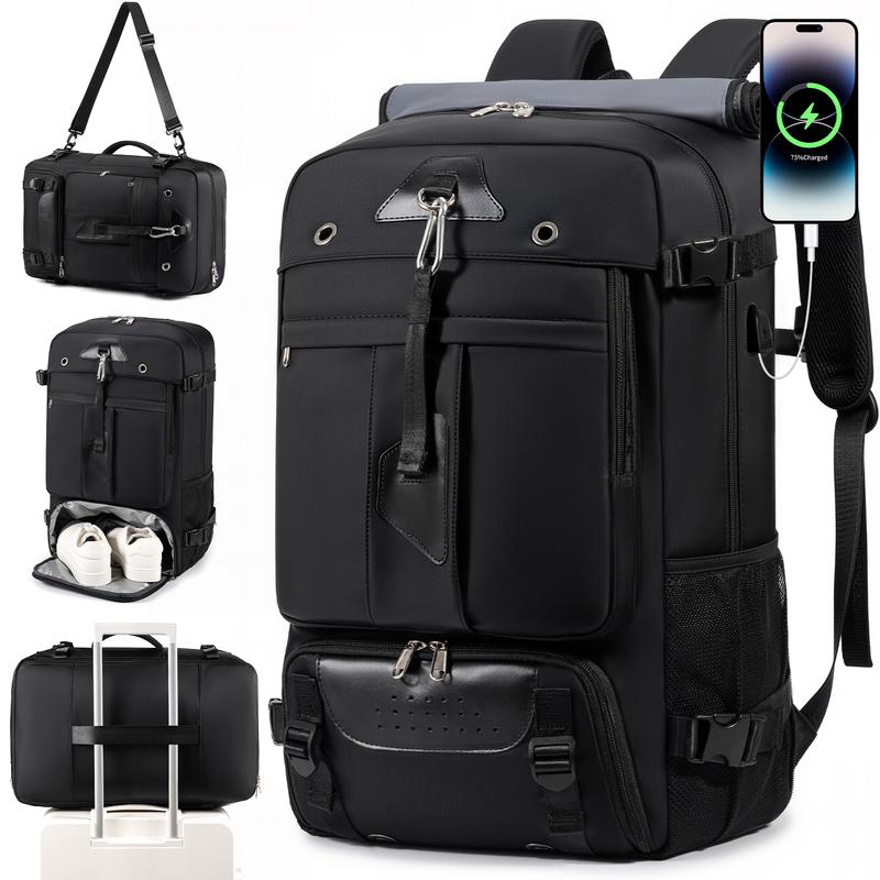 Mochila de Viagem 60L Impermeável com USB e Porta-Sapatos