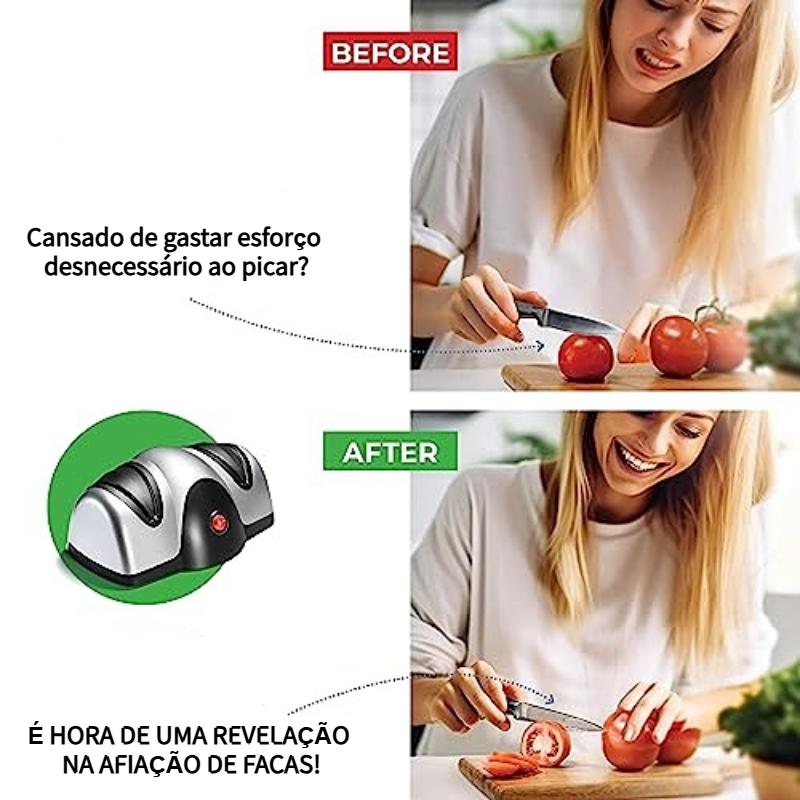 Amolador Elétrico de Facas Bivolt — 2 Estágios de Afiação Profissional para Cozinha