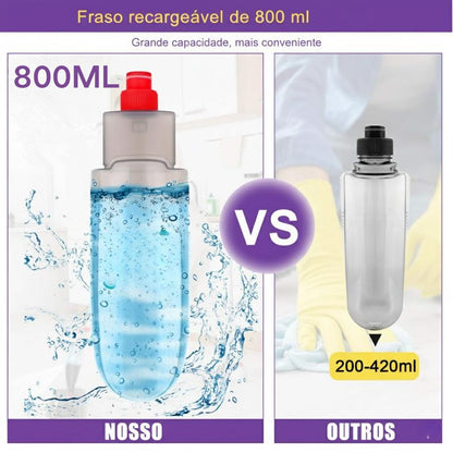 Mop Spray 800ml + 3 Refis Laváveis — Limpeza Sem Esforço Para Todos os Pisos