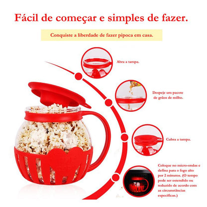Pipoqueira de Silicone Fitness – Sem Óleo, Saudável e Reutilizável para Micro-ondas