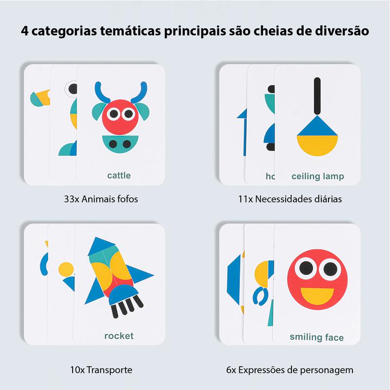 FormaMente™ Jogo Montessori de Formas – 36 Peças + 60 Cartas Educativas