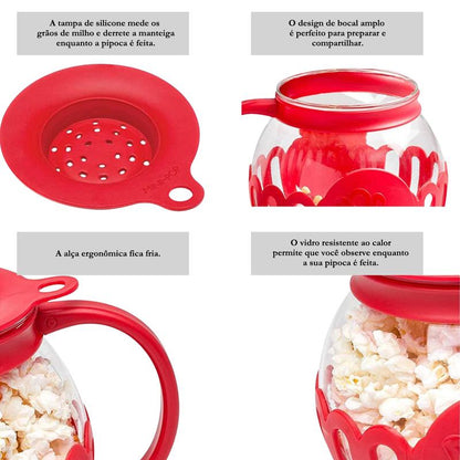 Pipoqueira de Silicone Fitness – Sem Óleo, Saudável e Reutilizável para Micro-ondas