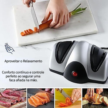 Amolador Elétrico de Facas Bivolt — 2 Estágios de Afiação Profissional para Cozinha