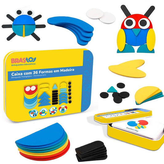 FormaMente™ Jogo Montessori de Formas – 36 Peças + 60 Cartas Educativas