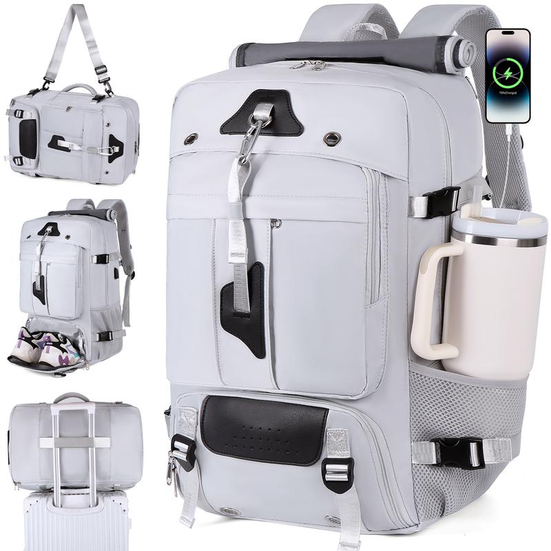 Mochila de Viagem 60L Impermeável com USB e Porta-Sapatos