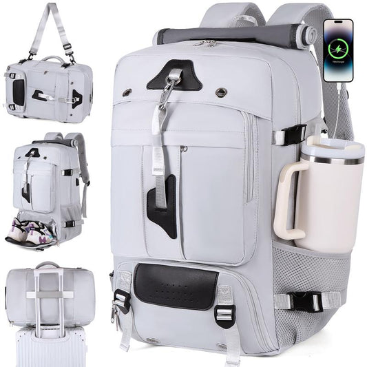 Mochila de Viagem 60L Impermeável com USB e Porta-Sapatos