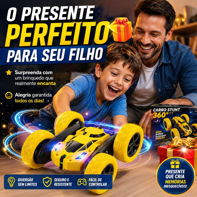 Carrinho de Acrobacias 360° com Controle Remoto — Luzes LED, Motor Turbo e Pneus Off-Road